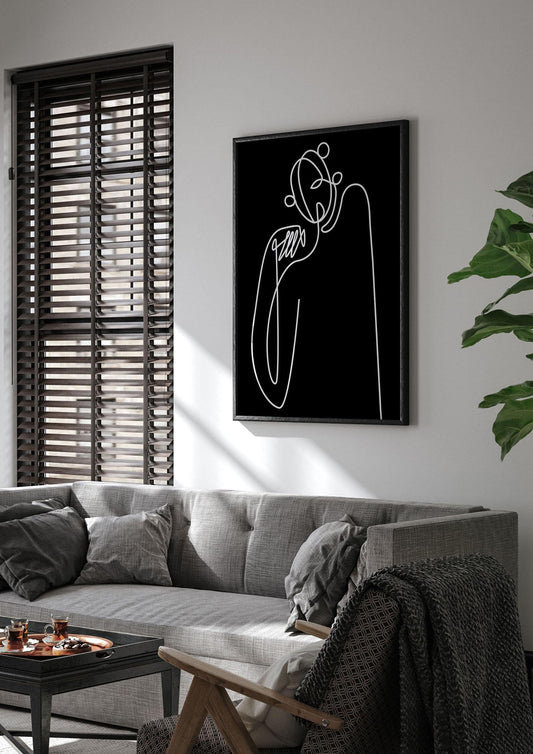 Abstract Line Drawing In Black Art For The Home - living room 1