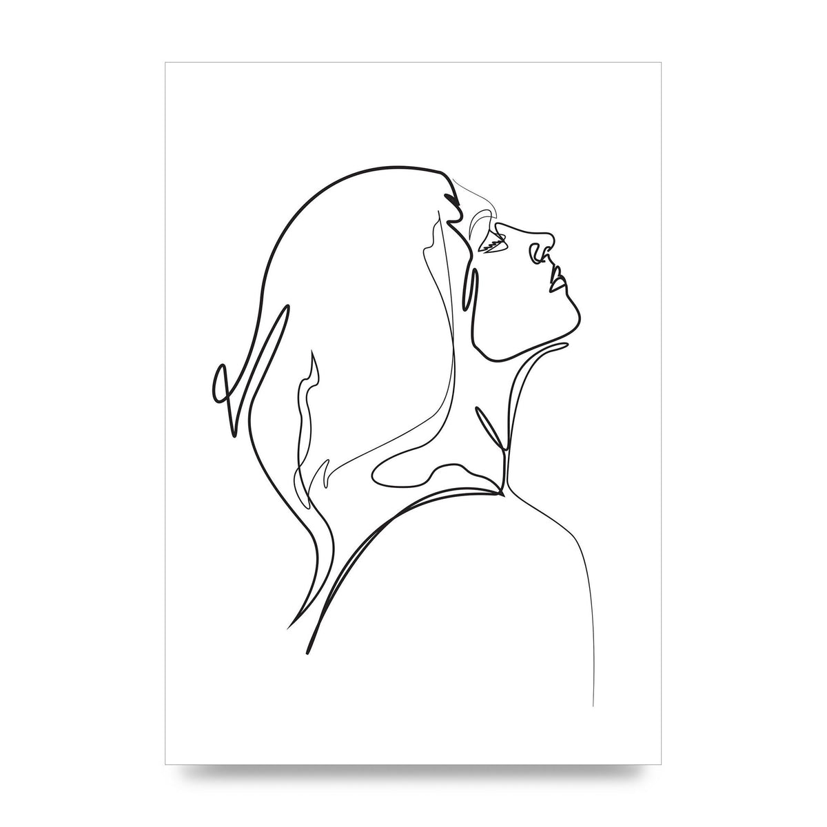 Woman Line Drawing White Printed Poster - unframed print
