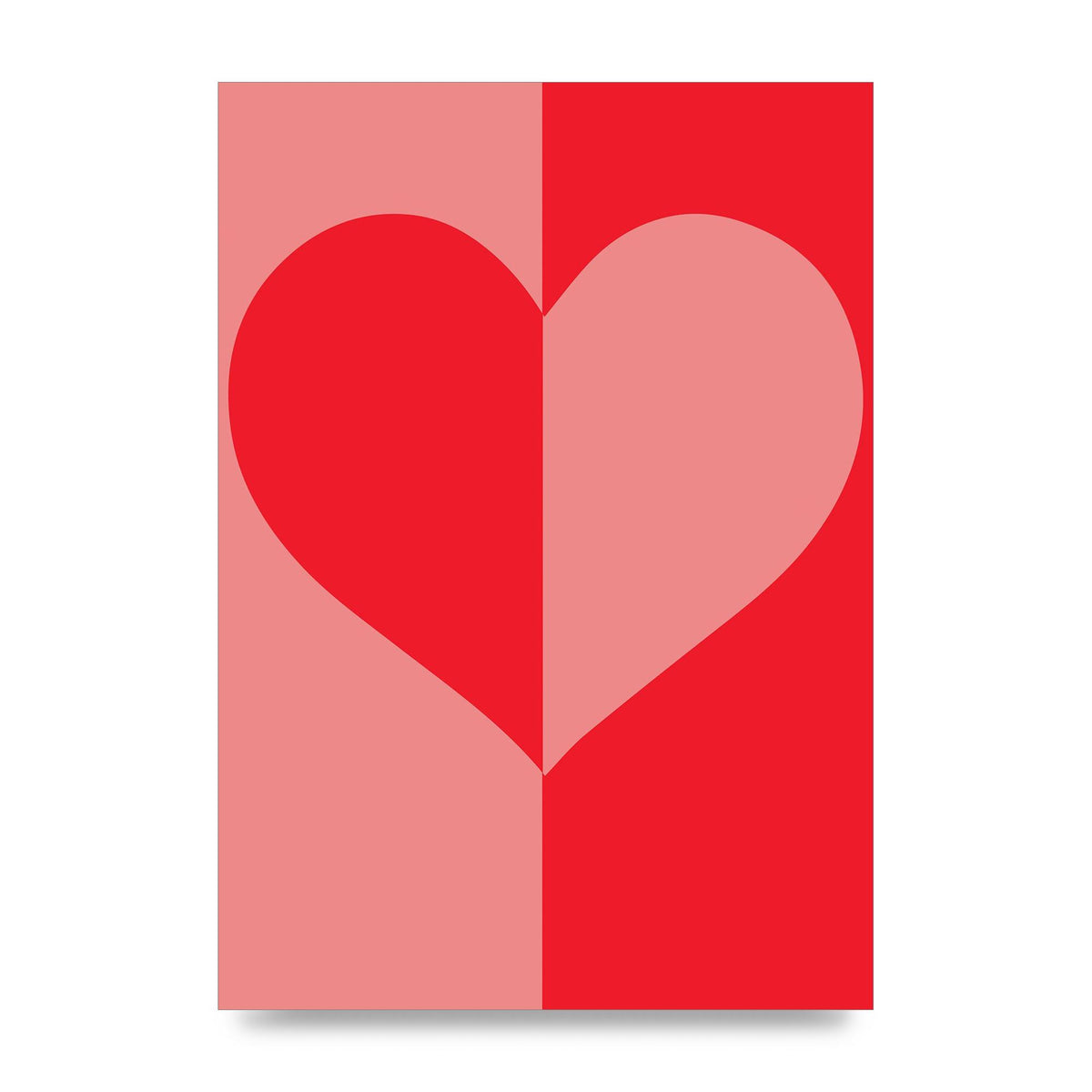 Split Heart Pink Red Art For The Home - unframed print