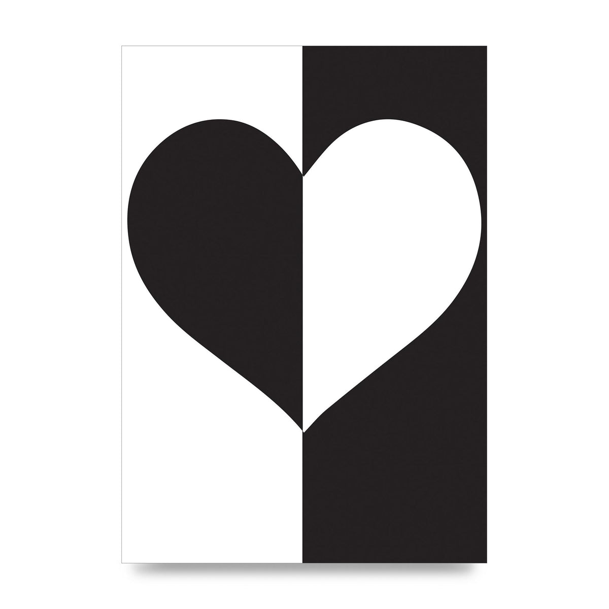 Split Heart Black White Printed Poster - unframed print