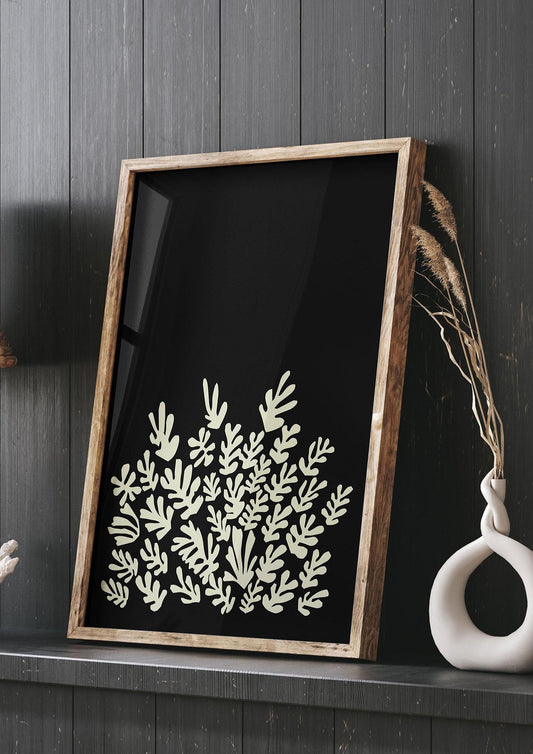 Black Ecru Abstract Leaf Shape Art For The Home - living room 3