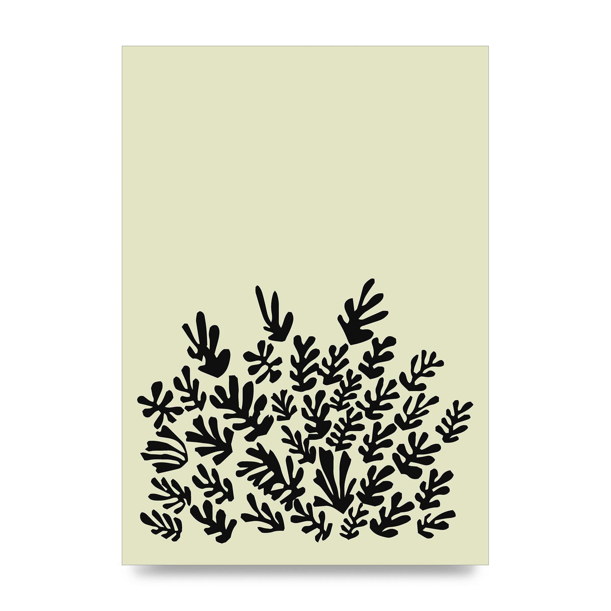 Ecru Black Abstract Leaf Shape Two Printed Poster - unframed print