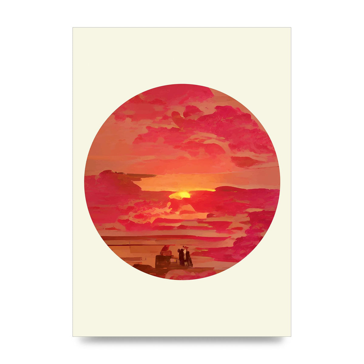 Japanese Watercolour Disc Four Printed Poster - unframed print
