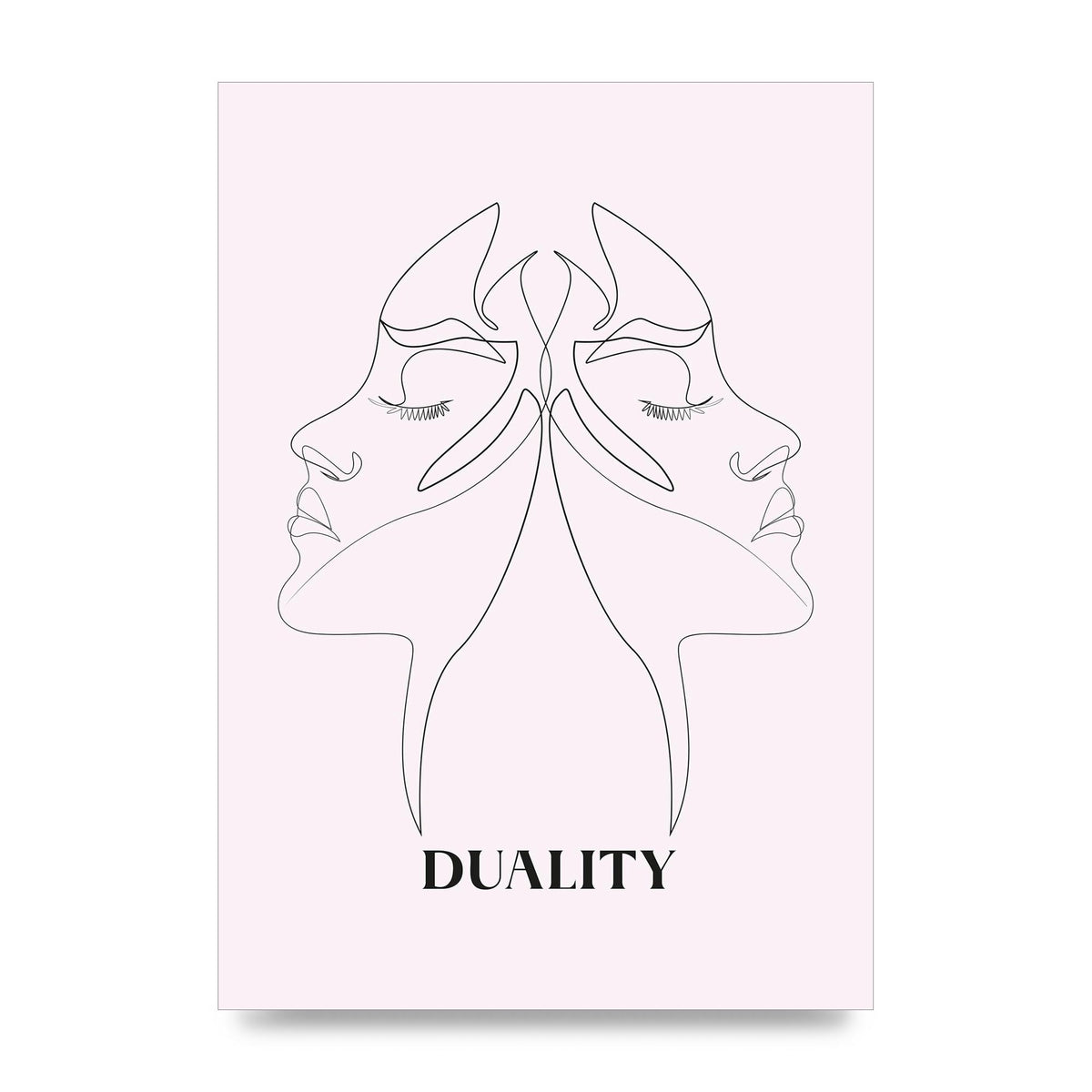 Duality Line Drawing Black White Printed Poster - unframed print