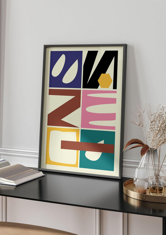 Abstract Collage Mixed Colour Three Wall Art - living room 4