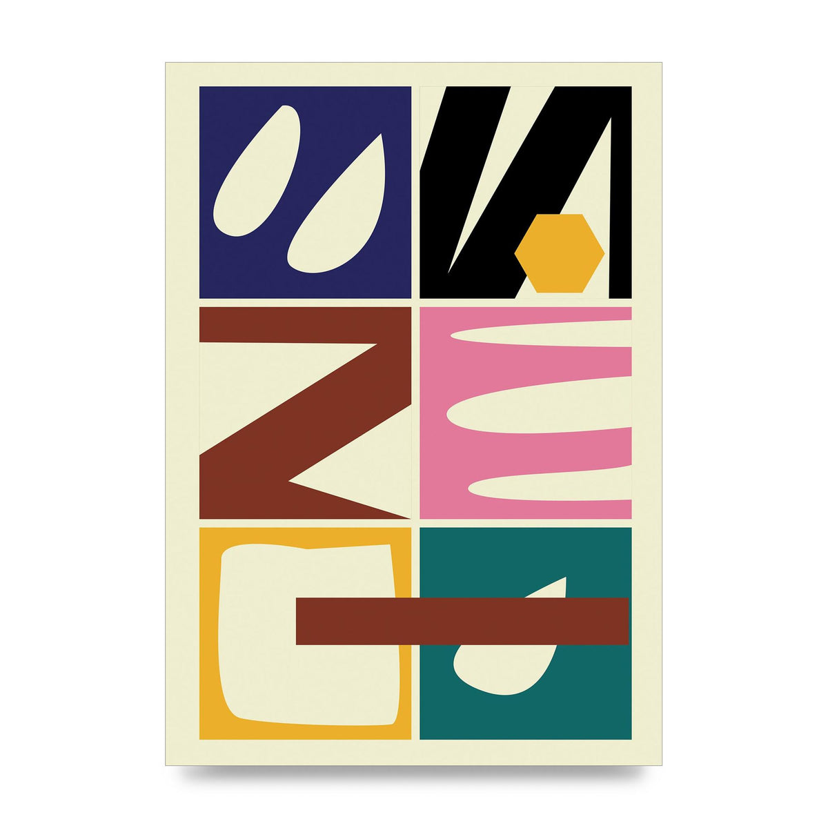 Abstract Collage Mixed Colour Three Wall Art - unframed print