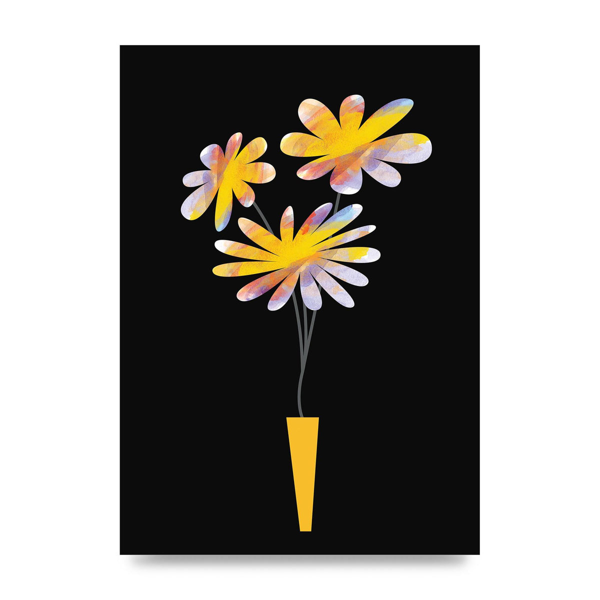 Black Collage Watercolour Vase Wall Art - unframed print
