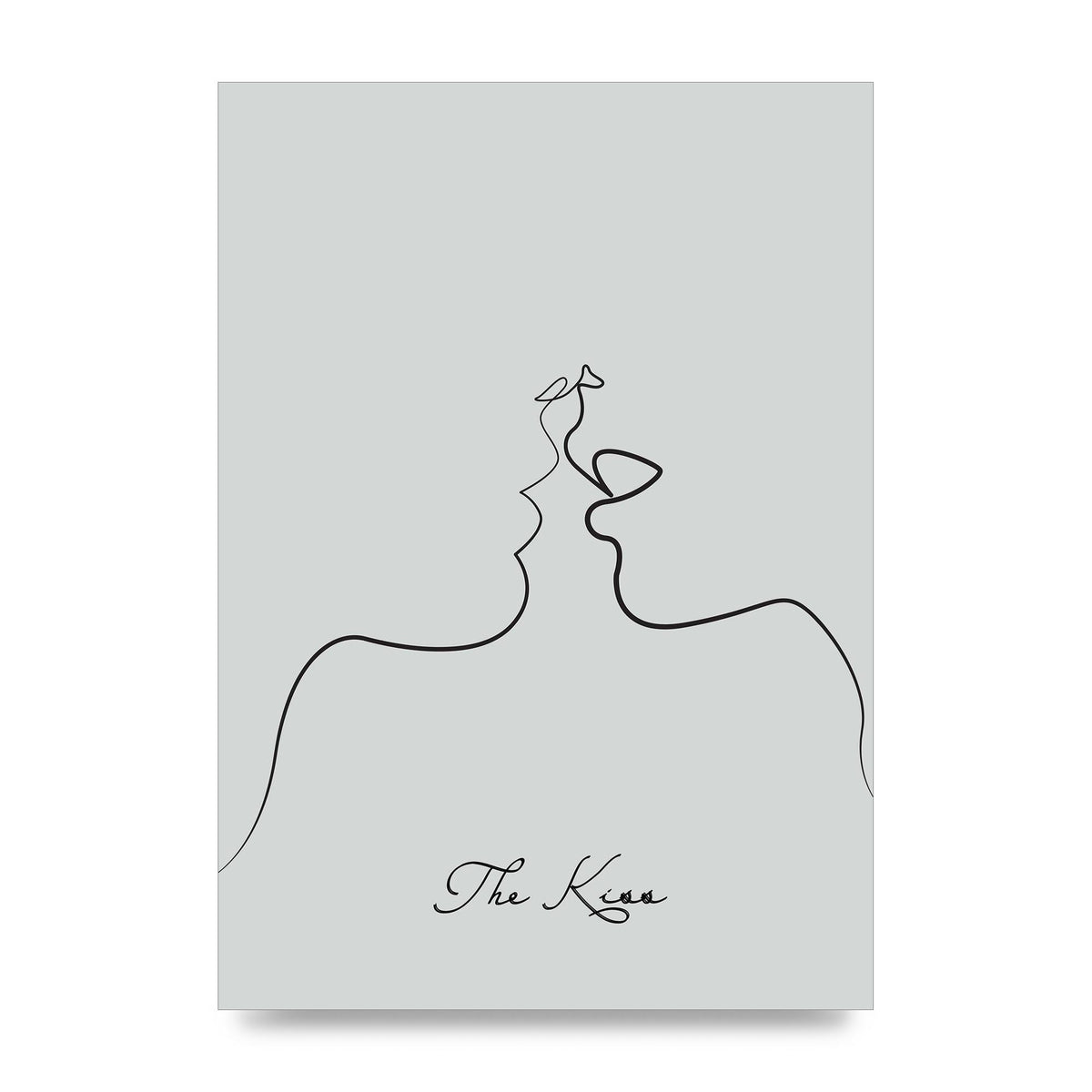 The Kiss Line Drawing Grey Art For The Home - unframed print