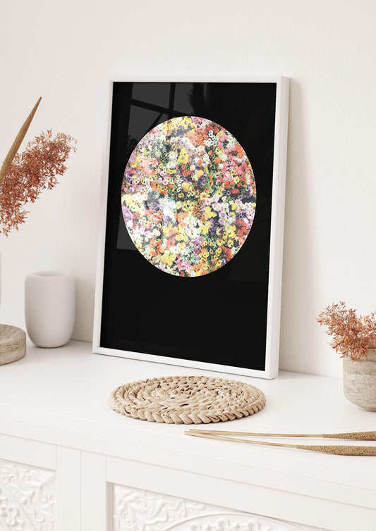 Flower Disc Black Printed Poster - hall 1