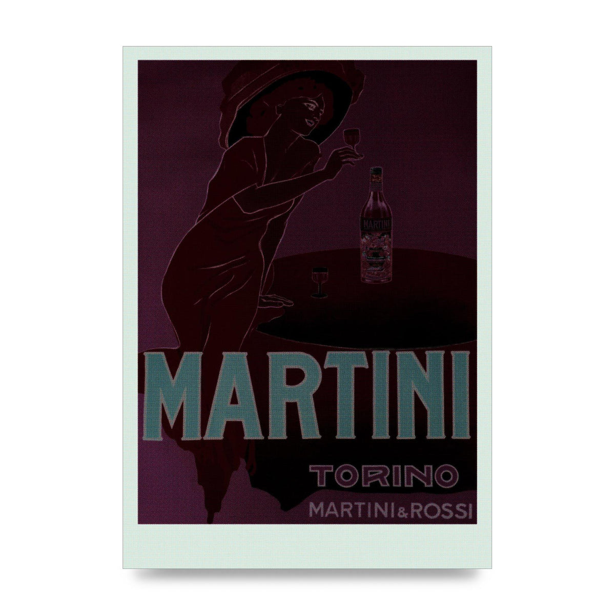 Vintage Dark Martini Cocktail Wall Art - unframed print