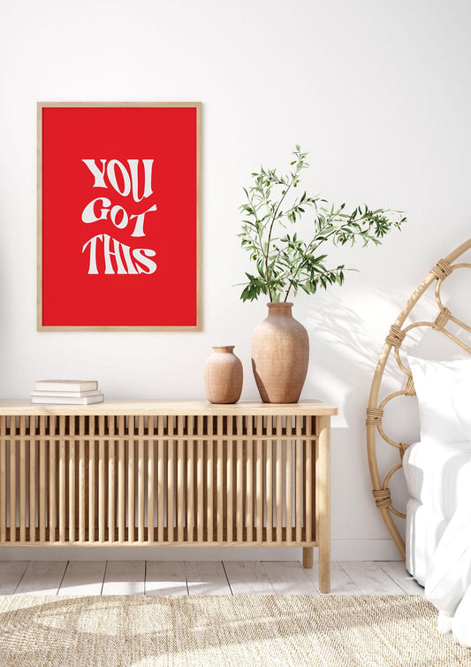 You Got This Curved Inspirational Quote Red" Art For The Home - bedroom 3