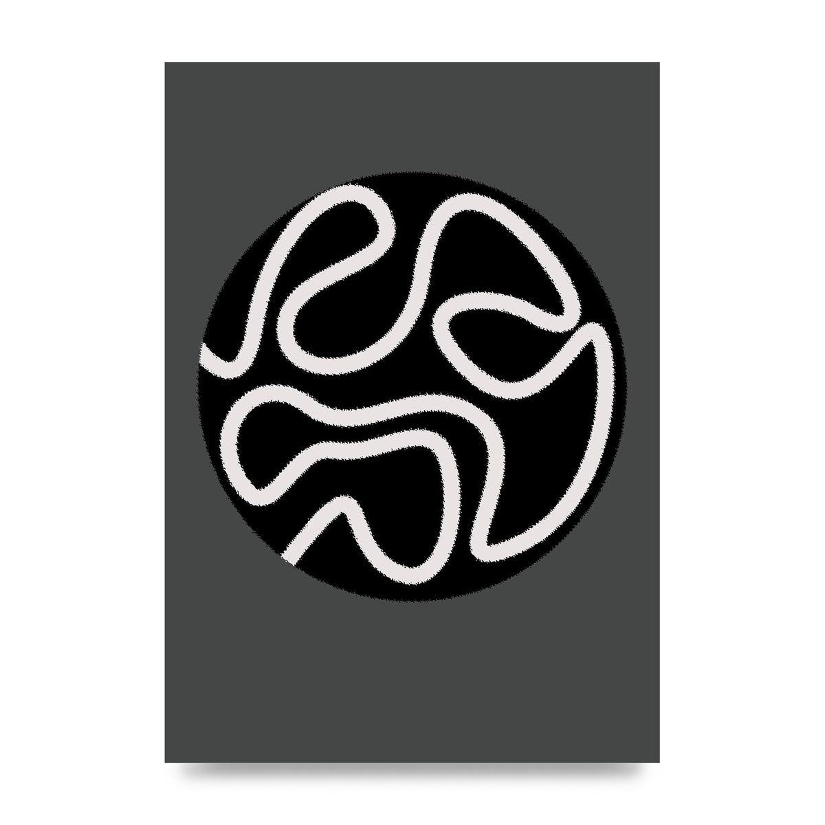 Abstract Line Disc Black Grey Art For The Home - unframed print