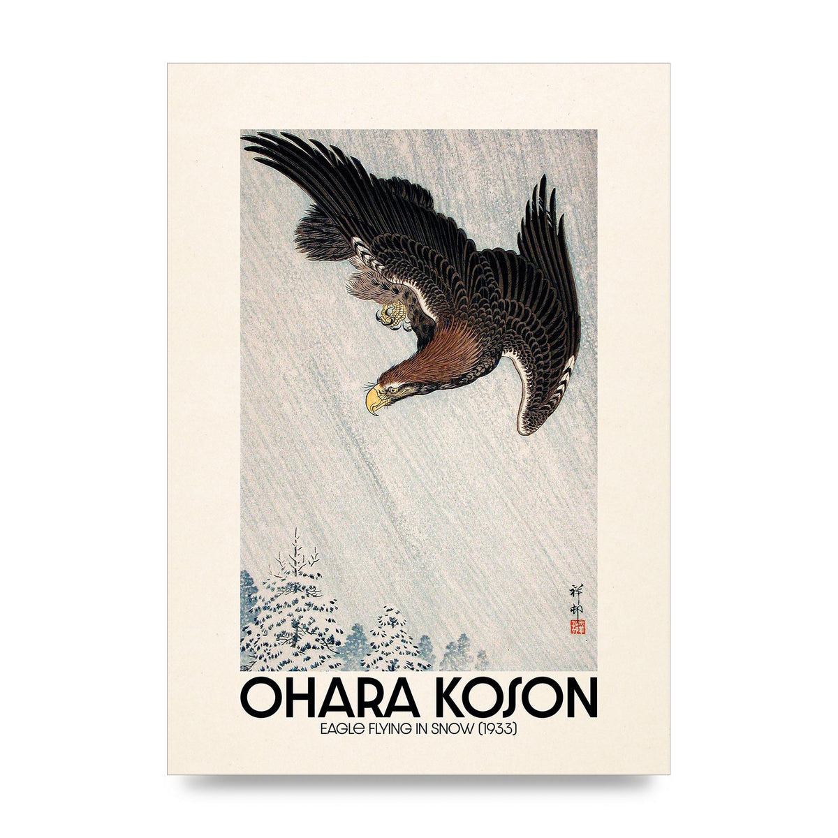 Ohara Koson Eagle Flying In Snow 1933 Art For The Home - unframed print