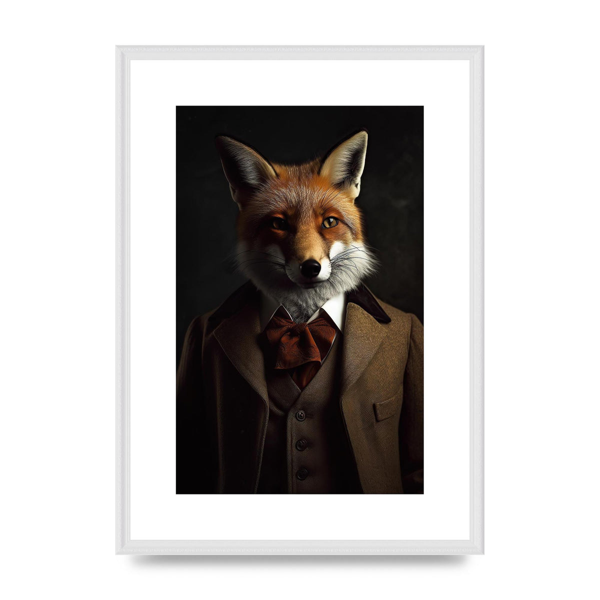 Sleek Fox in Dapper Suit Art Print - Blending Wildlife and Elegance