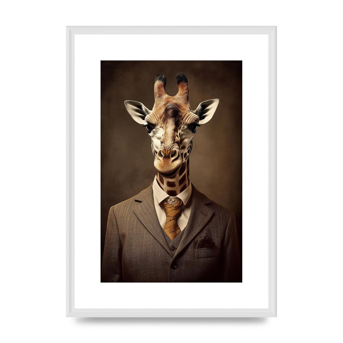 Gentleman Giraffe in Tailored Suit Art - Quirky and Classy Wall Decor
