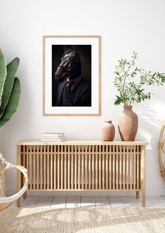 Sophisticated Horse Portrait in Blue Suit: Classy Animal Art
