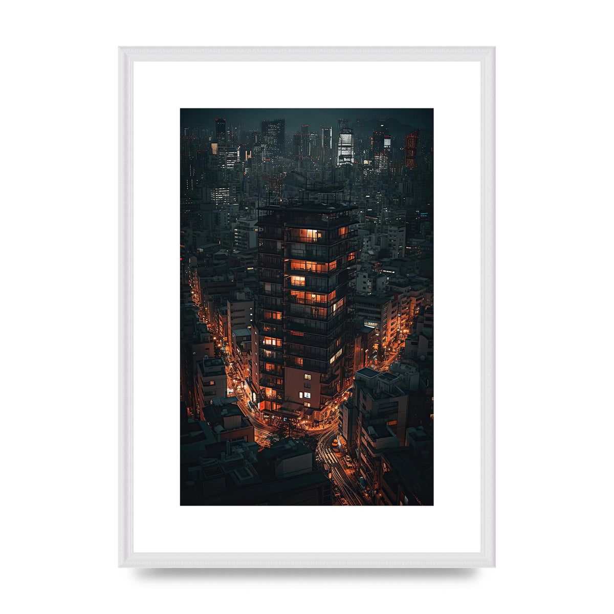 City Lights at Night: Captivating Urban Landscape Artwork