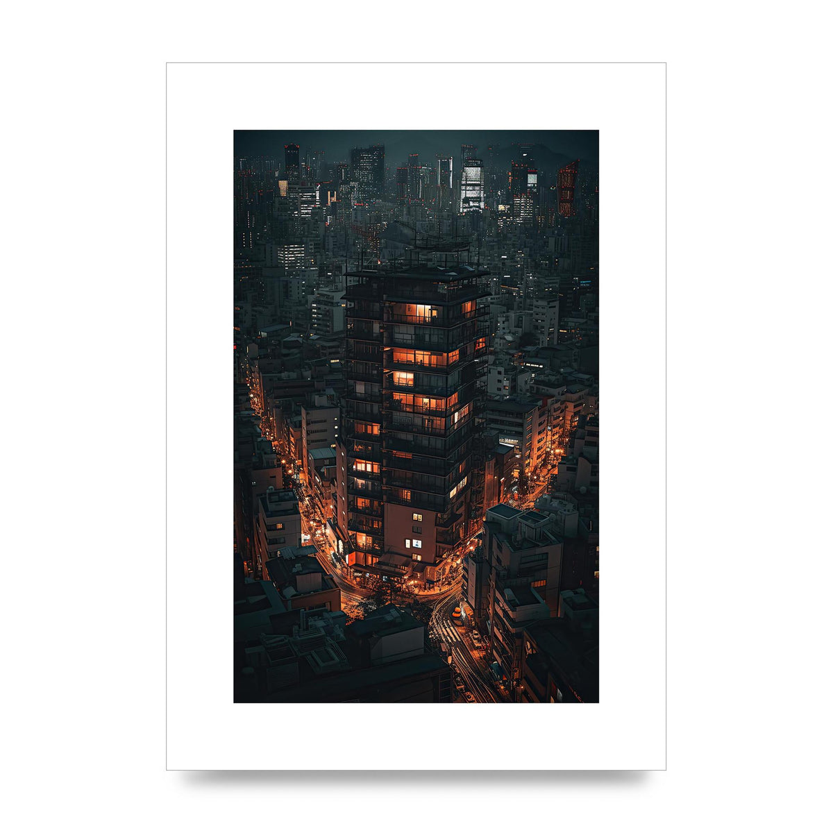 City Lights at Night: Captivating Urban Landscape Artwork