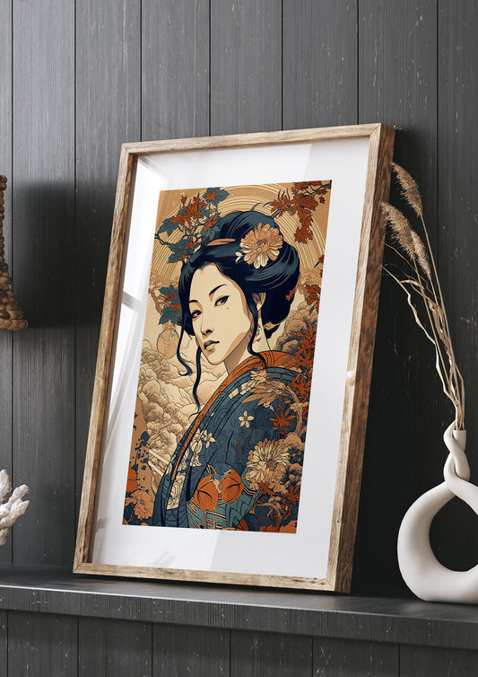 Traditional Japanese Geisha Art Print for Cultural Enthusiasts
