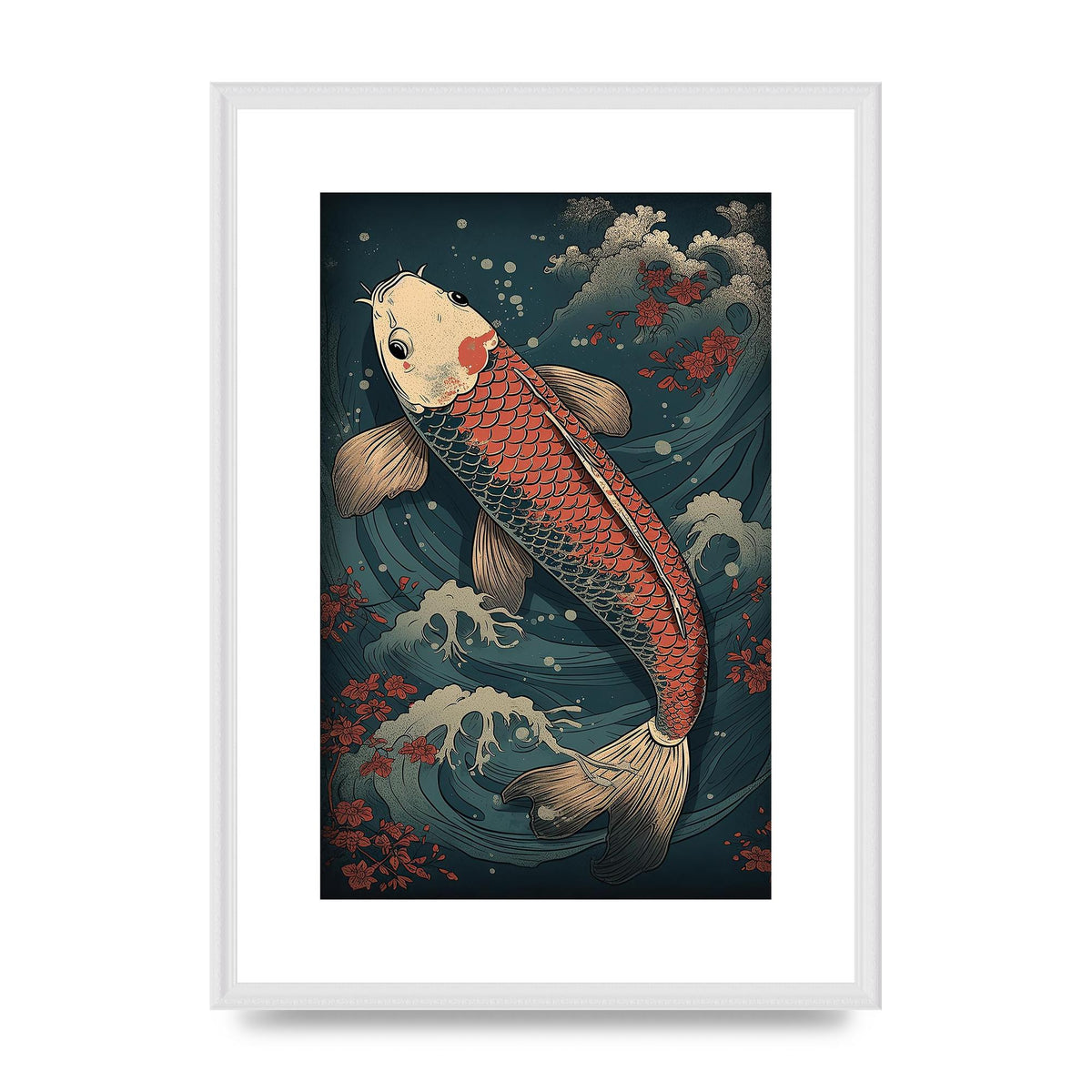 Koi Carp Swimming in Serene Waters Artwork