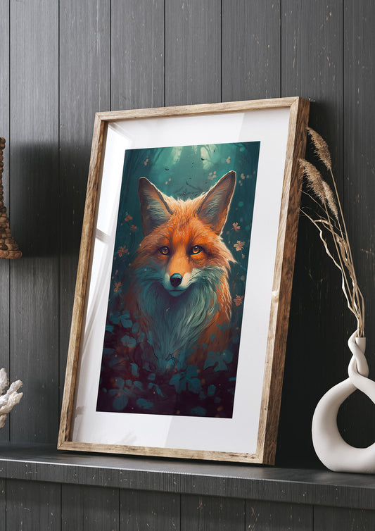 Enigmatic Fox Spirit Amidst Forest Art Print