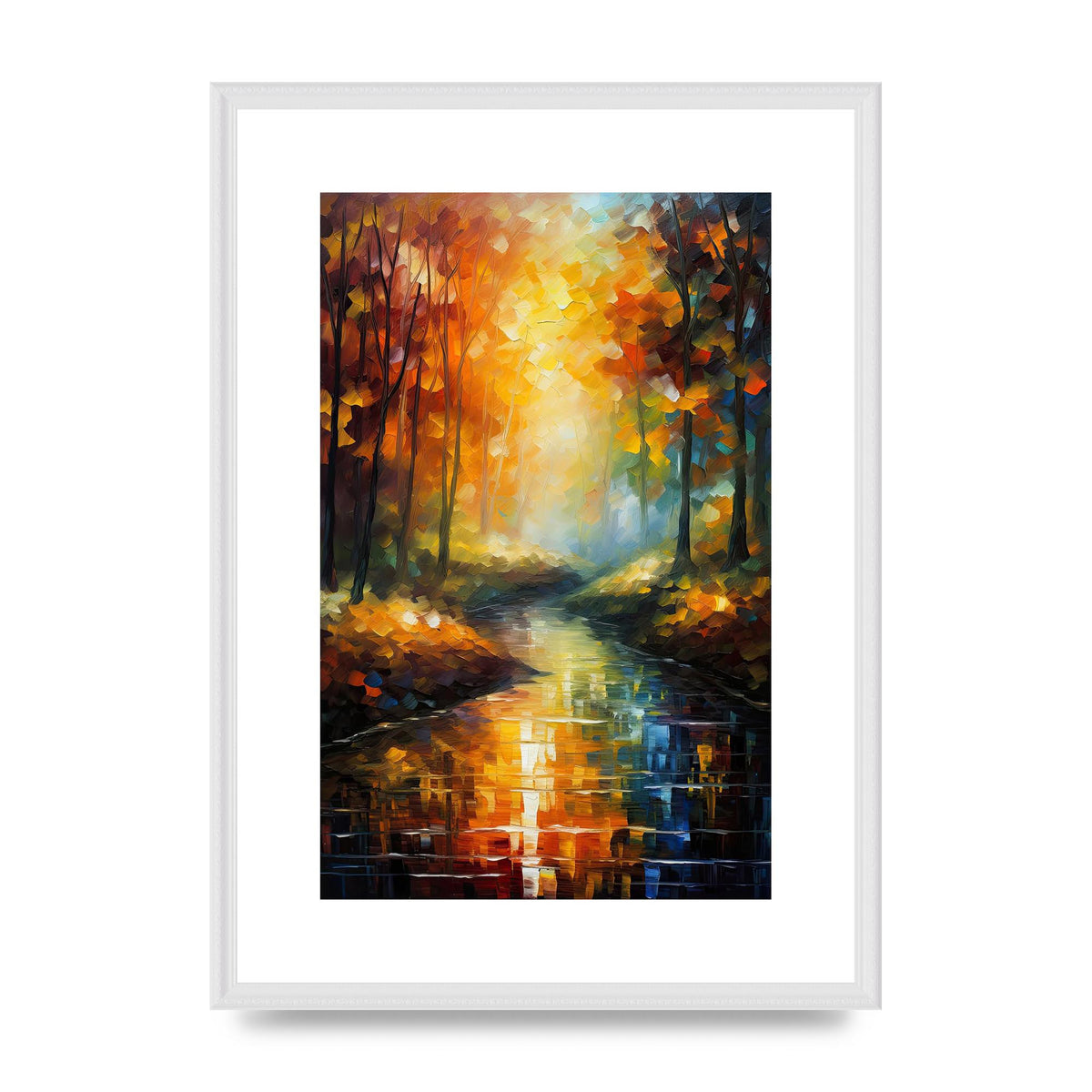Captivating Autumn Forest Reflection Art Print