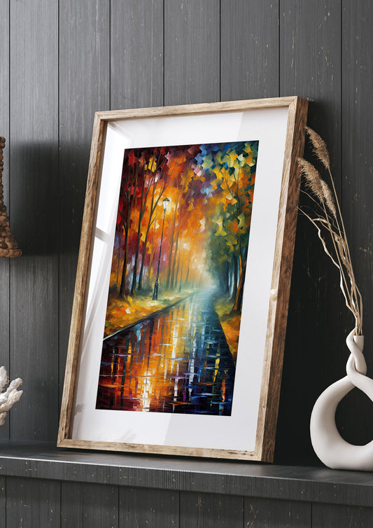 Atmospheric Autumnal Park Pathway Painting