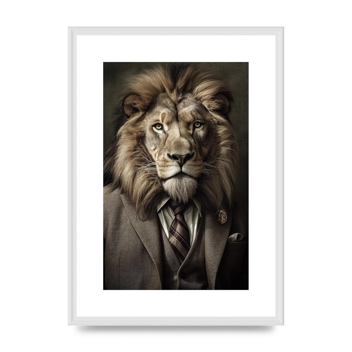Regal Lion in a Suit Portrait Artwork