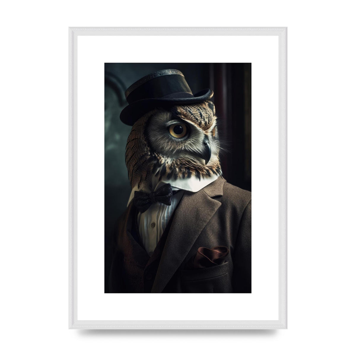 Sophisticated Owl in Suit and Hat Illustration