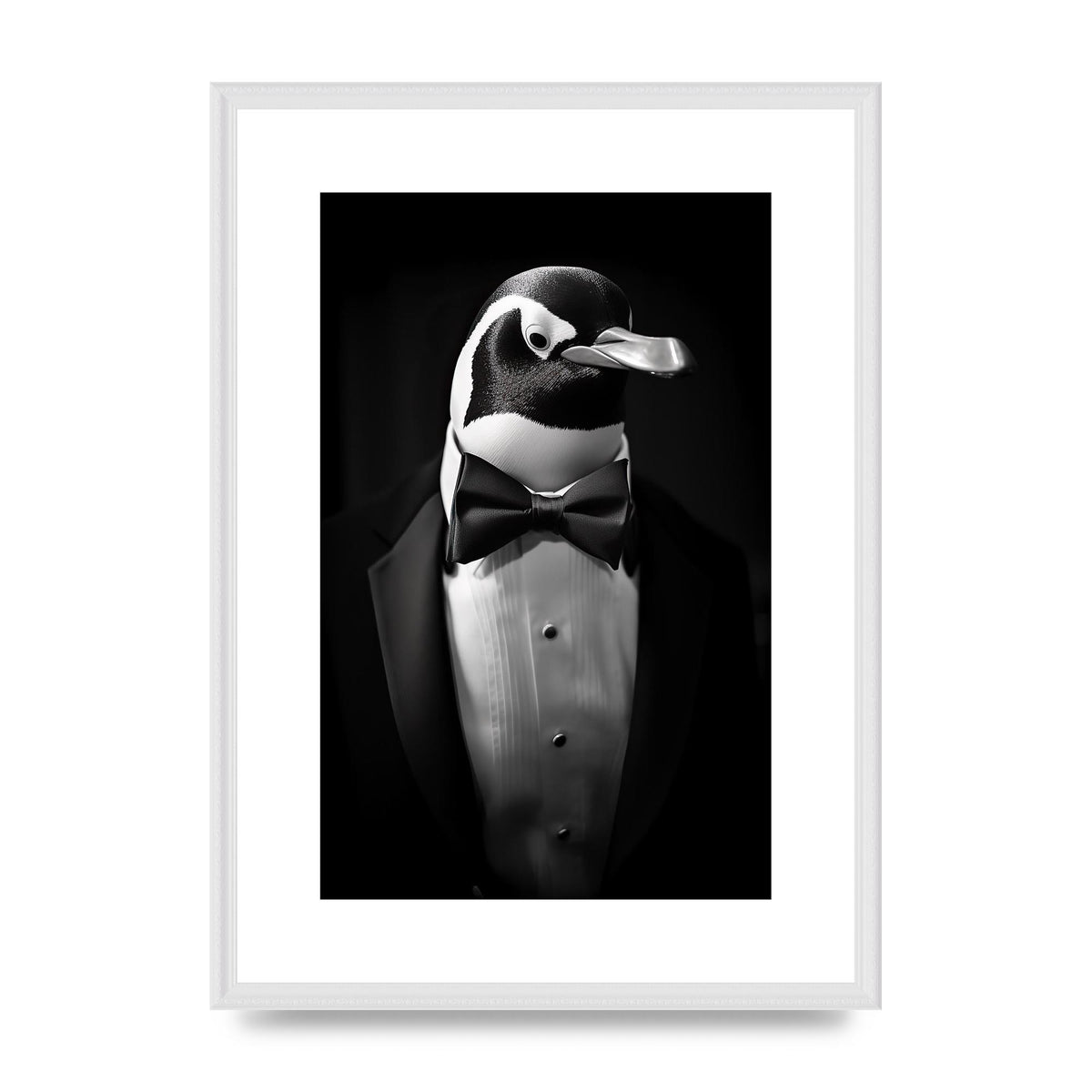 Elegant Penguin in Tuxedo Monochrome Art