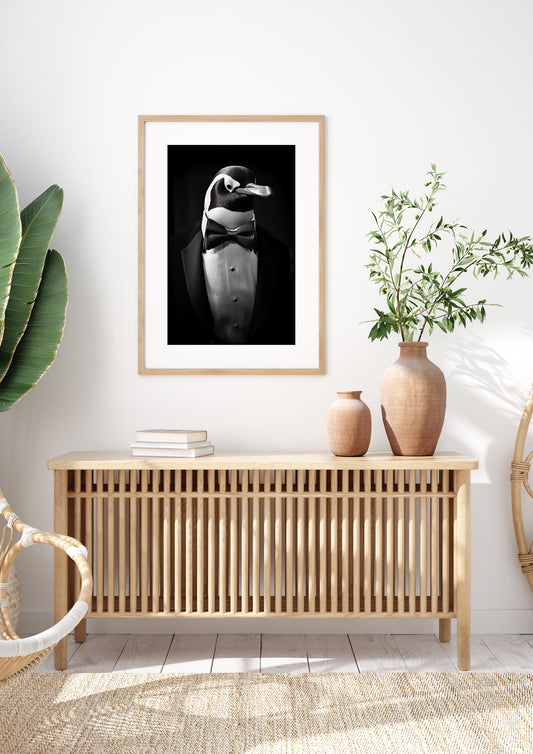 Elegant Penguin in Tuxedo Monochrome Art