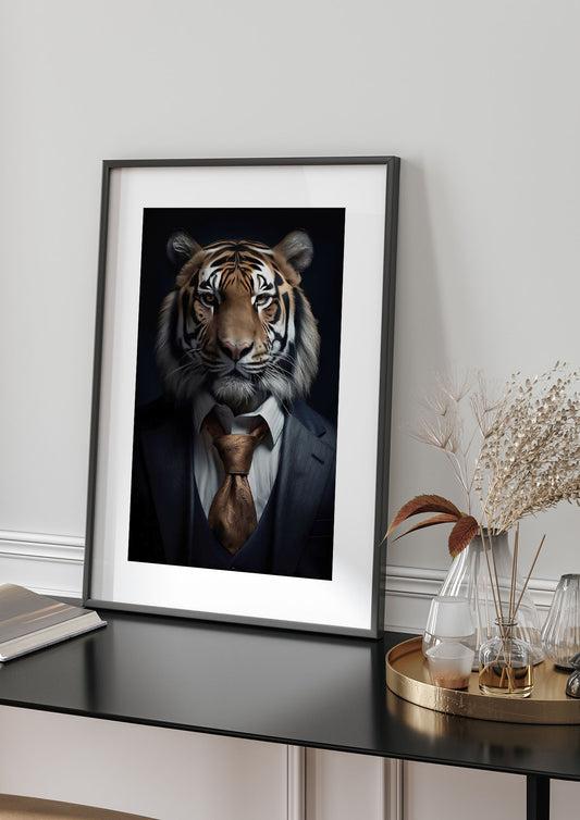 Majestic Tiger in Business Suit Elegant Portrait