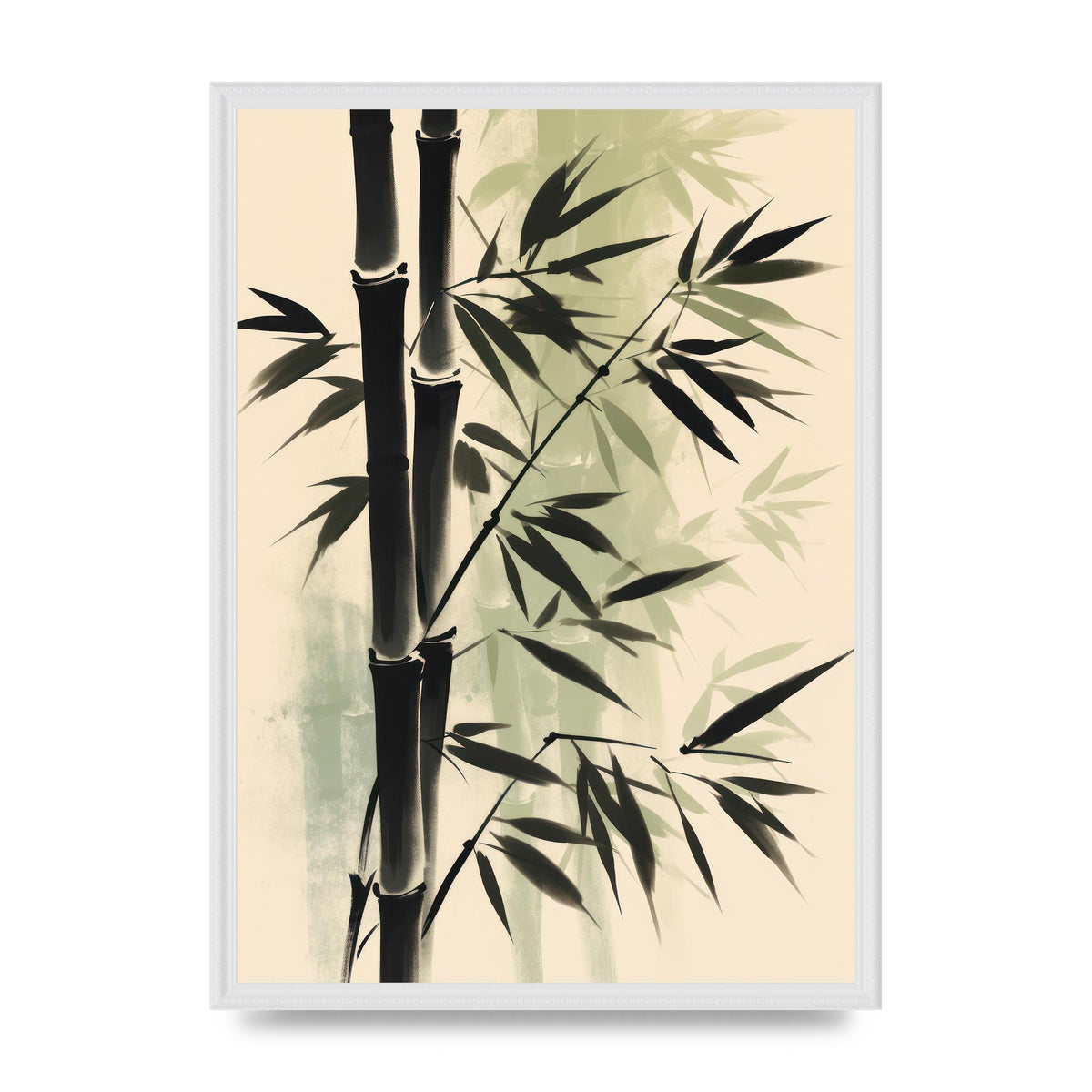 Monochrome Sumi-e Resilient Bamboo Stalk