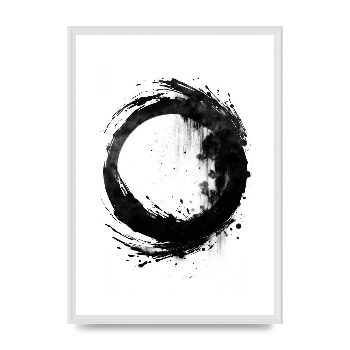 Black Zen Circle Enso on White Backdrop
