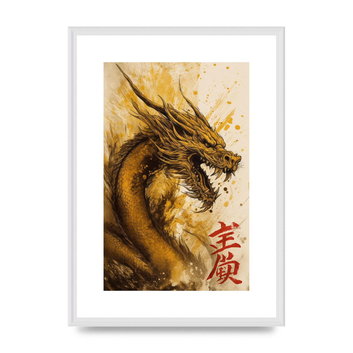 Golden Canvas with Majestic Dragon