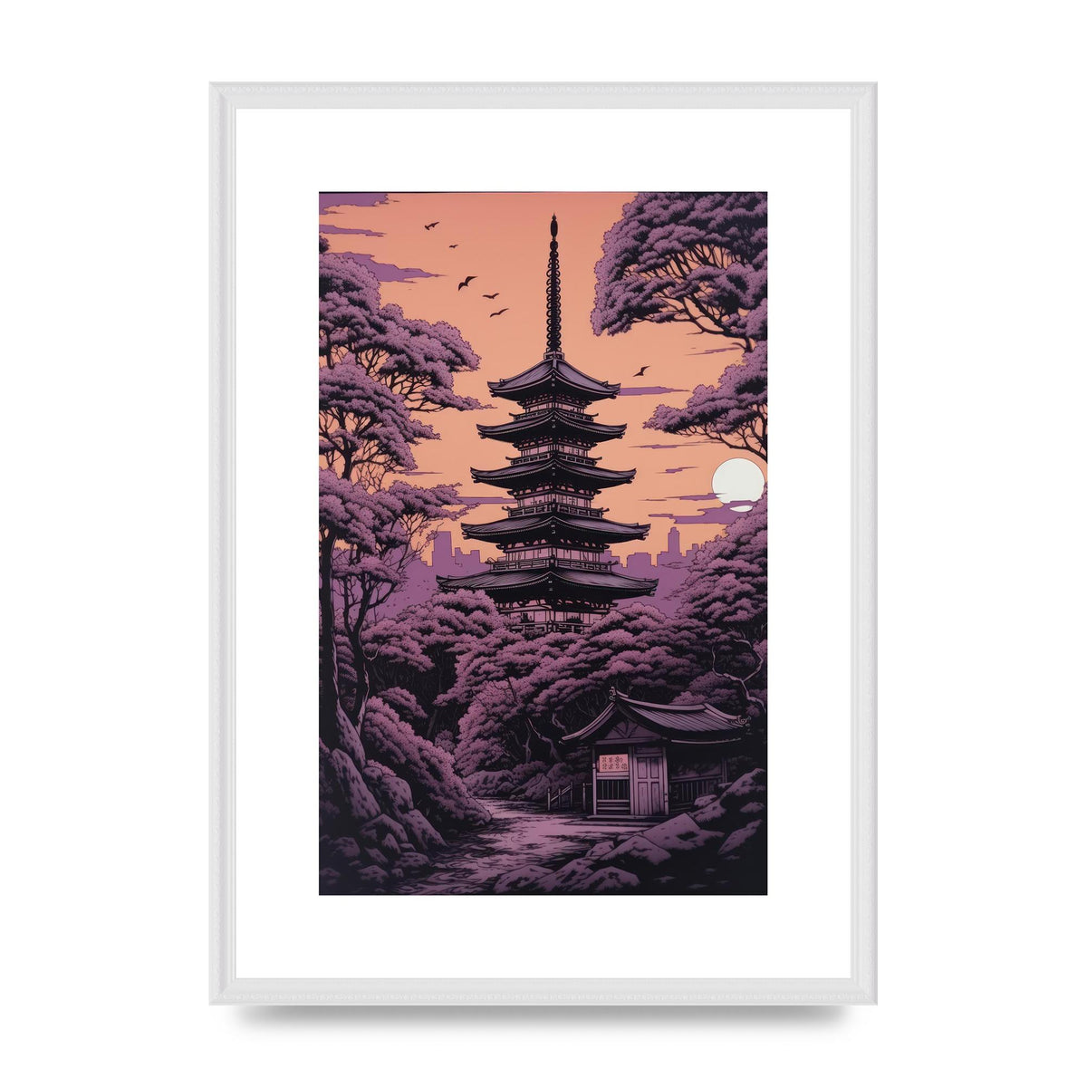 Twilight Purple Canvas with Japanese Pagoda