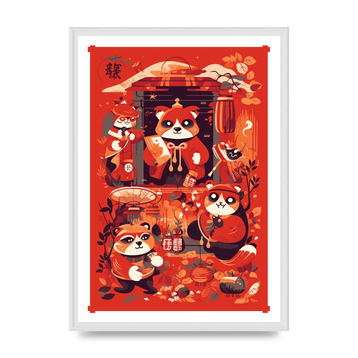 Playful Tanuki in Festival Backdrop