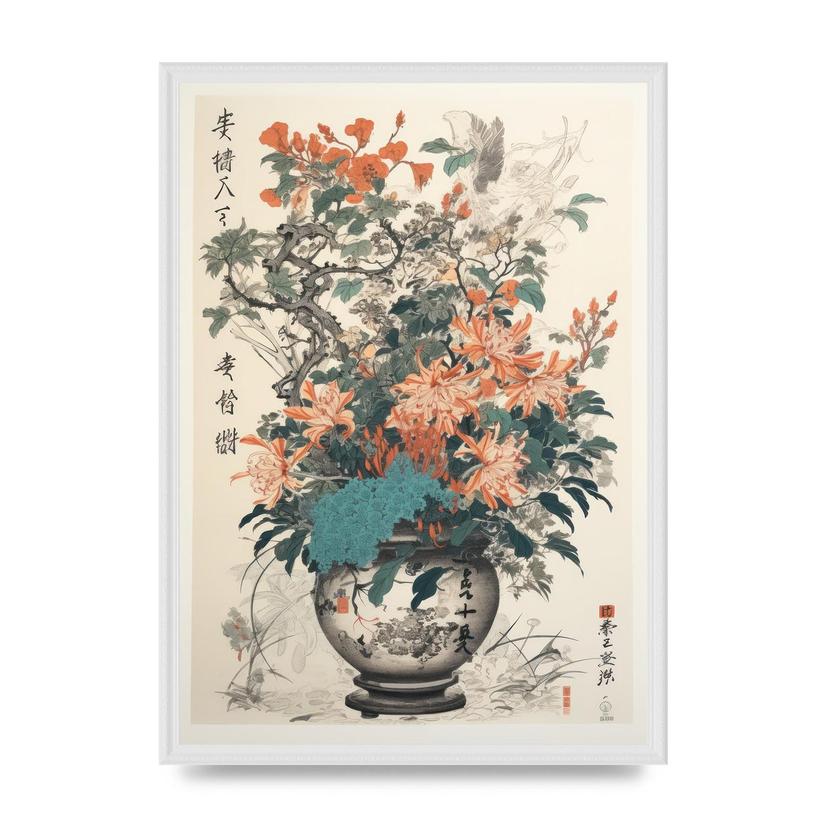 Exquisite Ikebana Risograph with Kanji