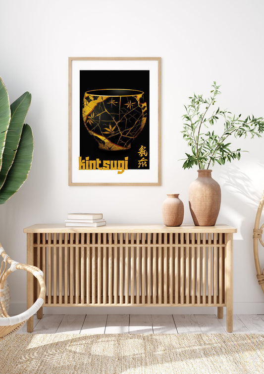 Kintsugi Art with Golden Streaked Pottery