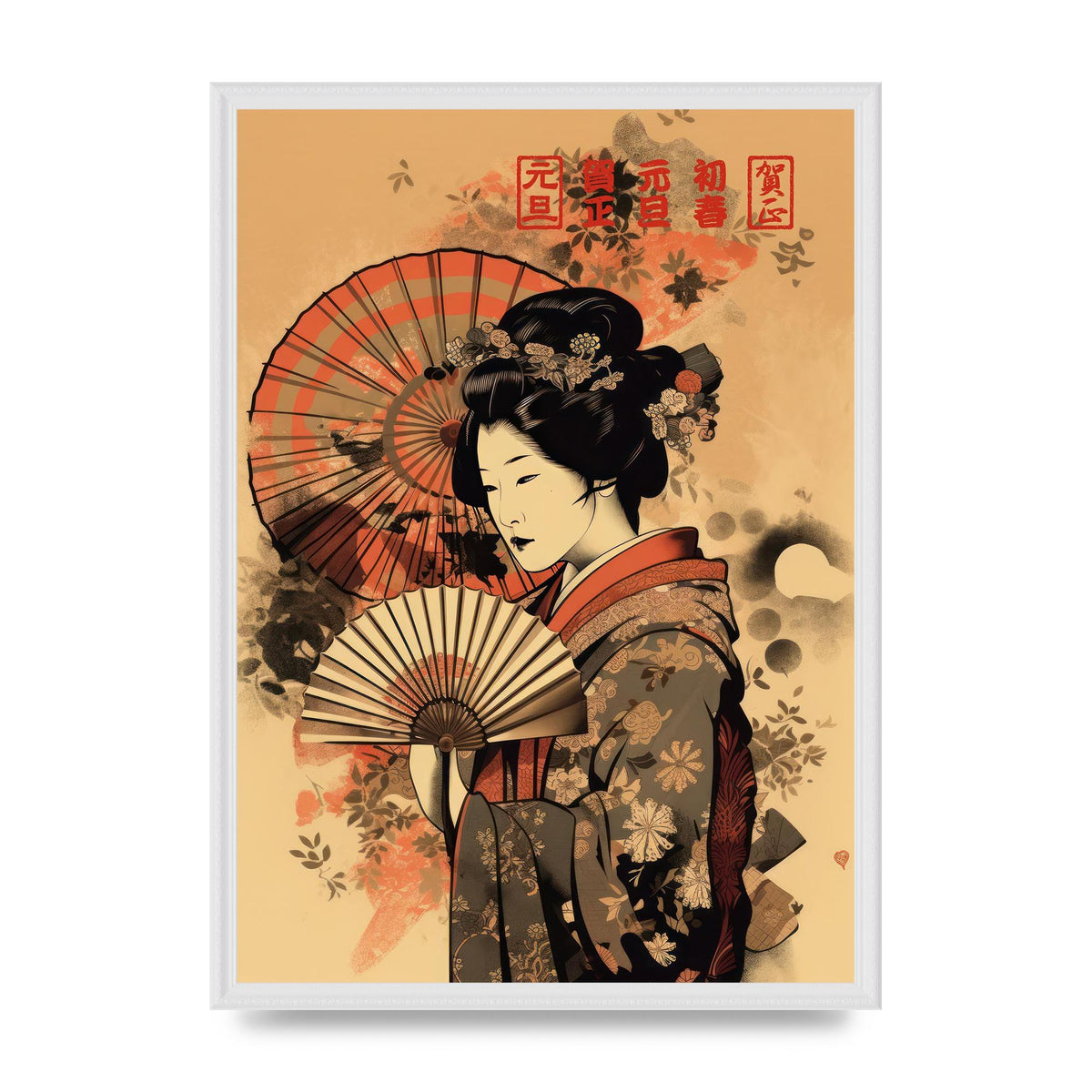 Japanese Geisha Fan 2D Portrayal