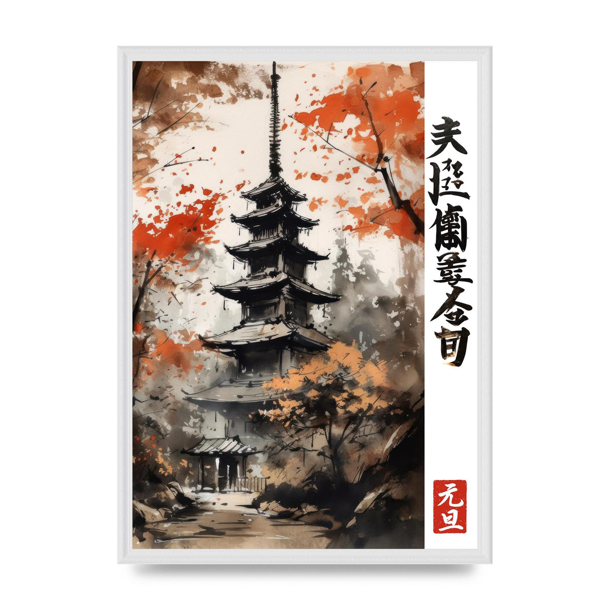 Ukiyo-e Woodblock-Style Geisha