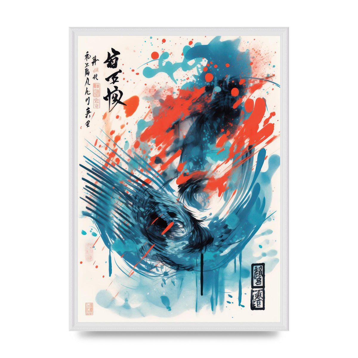 Intricate Japanese Brushstrokes Risograph