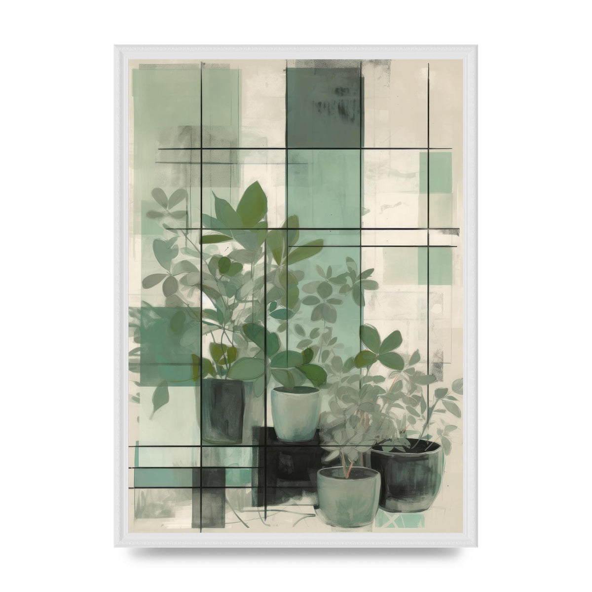 Abstracted House Plant with Soft Squares