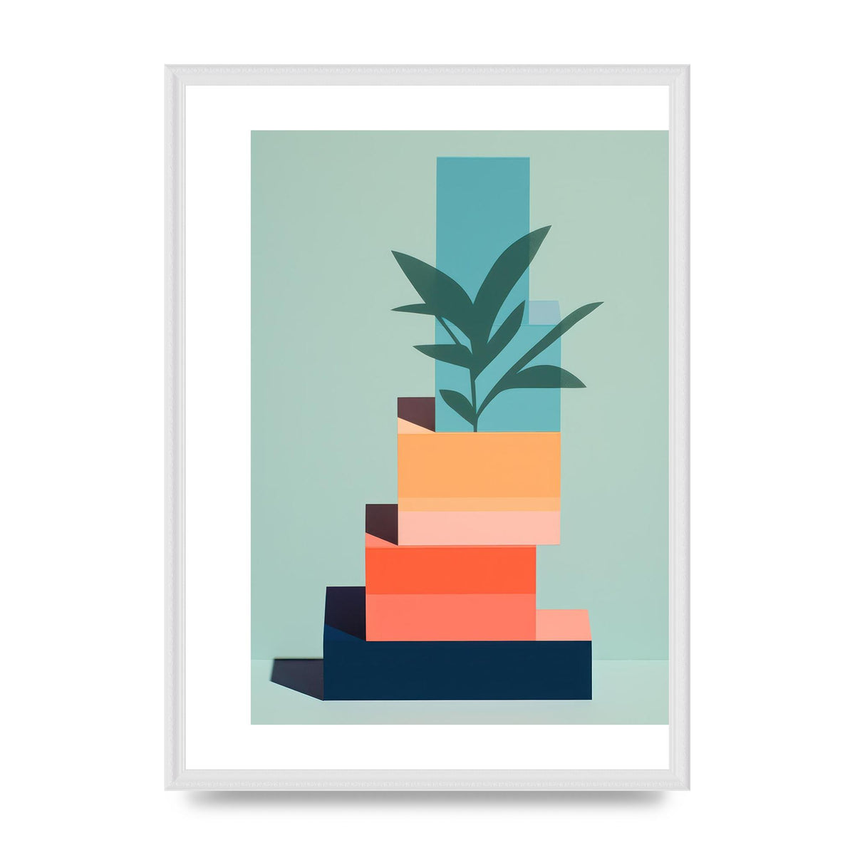 Stacked Geometric Shapes Risograph