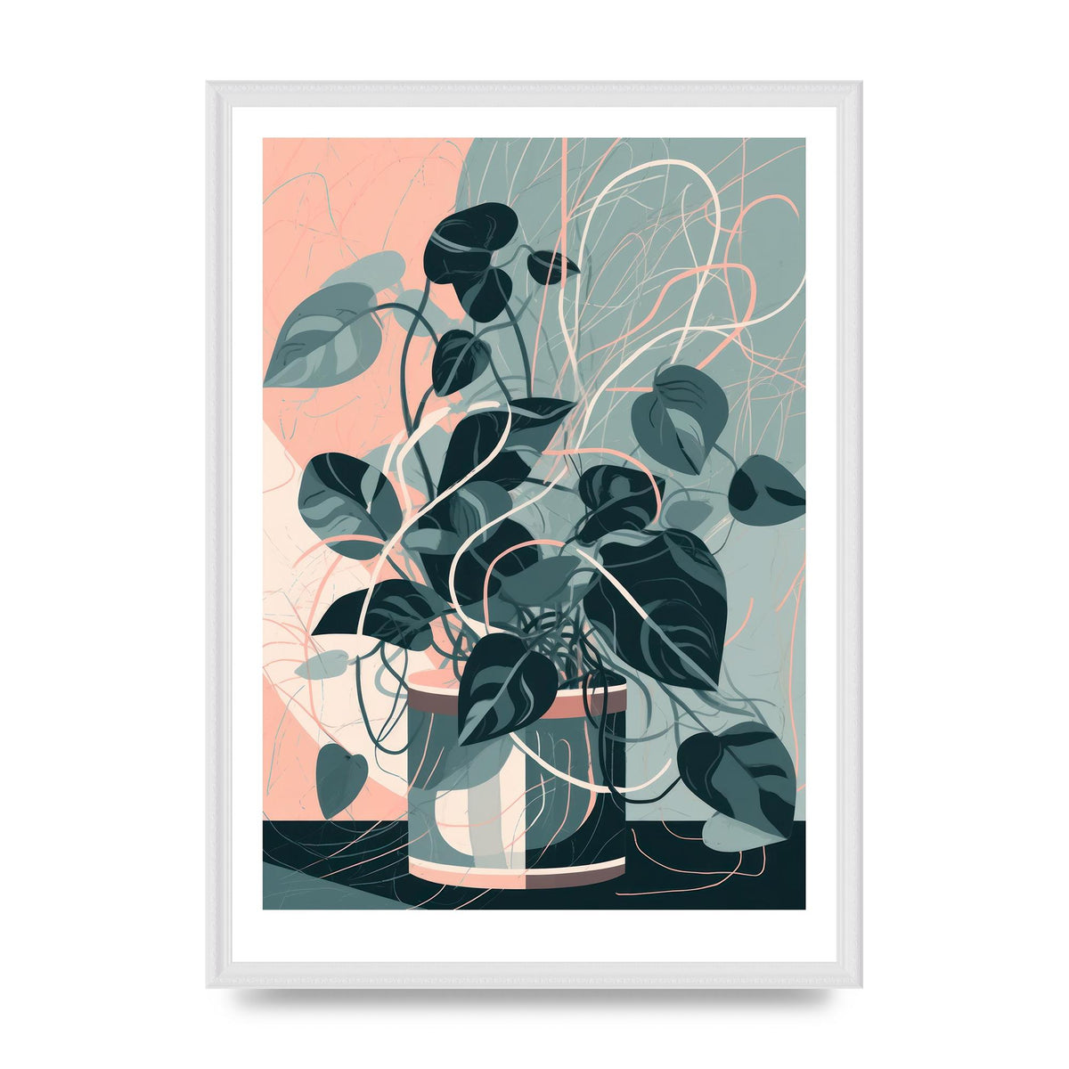 Interlocking Lines Monstera Art
