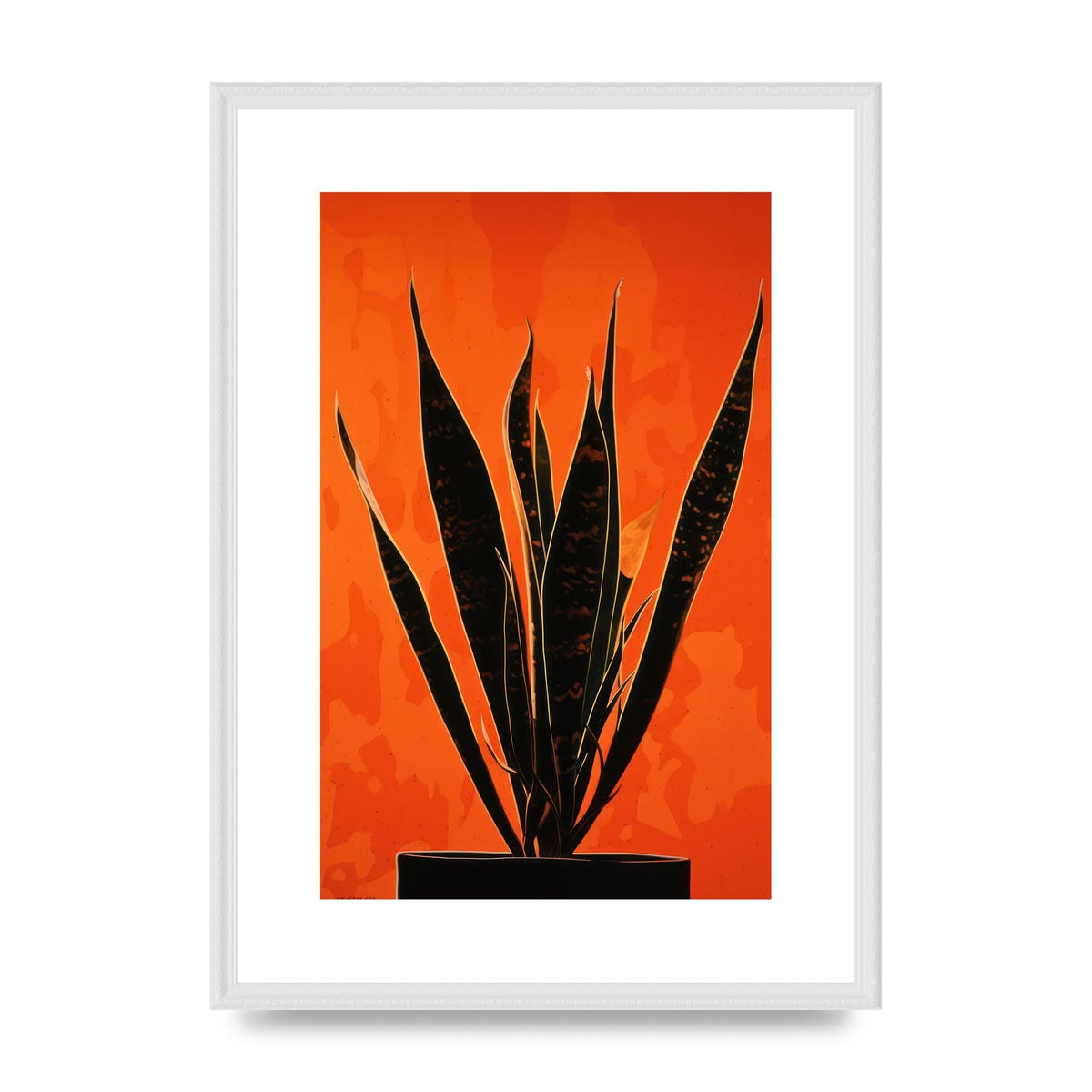 Snake Plants Silhouette on Orange