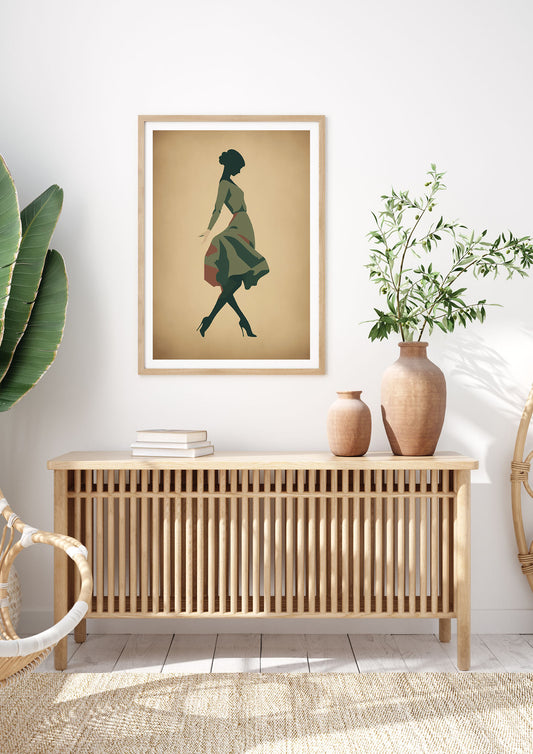 Vintage Woman Silhouette in Minimal Hues