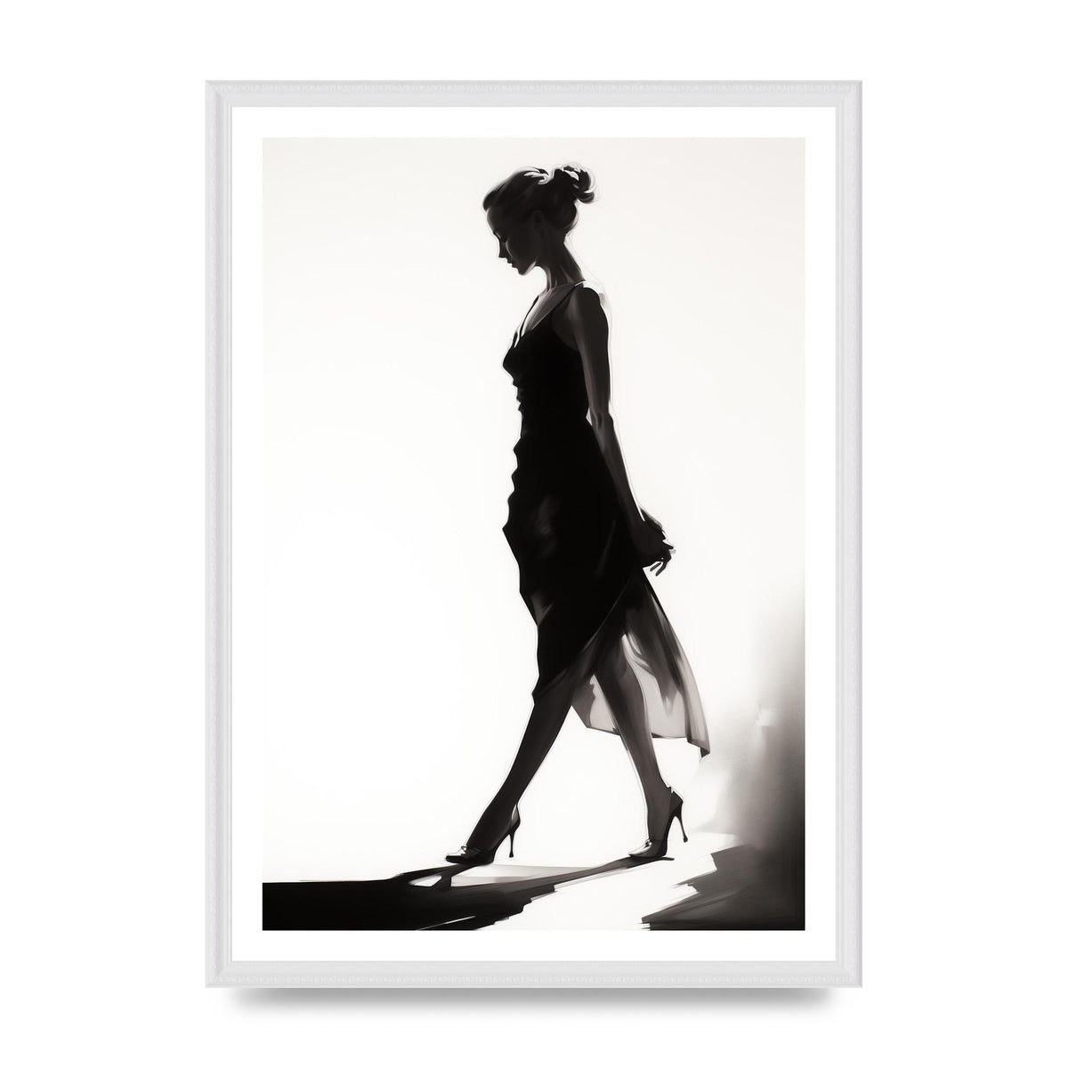 Womans Silhouette in Black on White