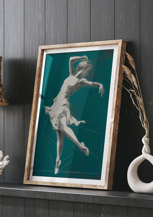 Teal Canvas with Womans Silhouette