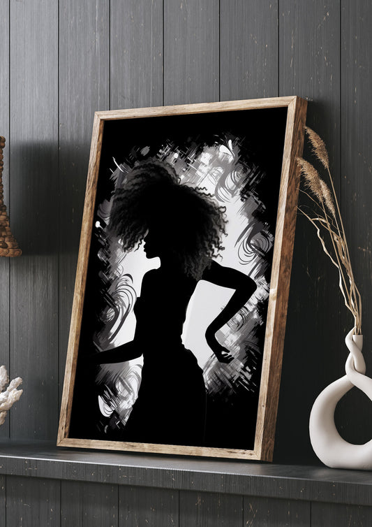Monochrome Afro-clad Womans Dance